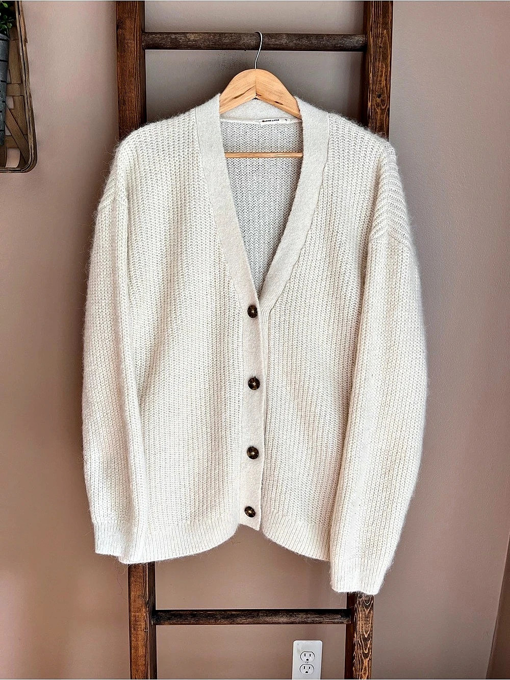 Marine Layer Suri Alpaca Oversized Cardigan Cream XL